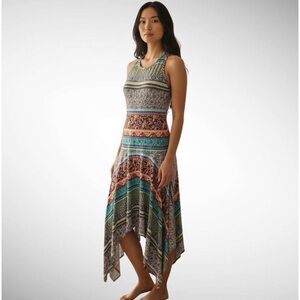 Miin Multi-Patterned Striped Sleeveless Dress Handkerchief Bottom